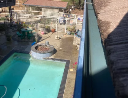 Backyard pool area illustrating effective cleaning solutions